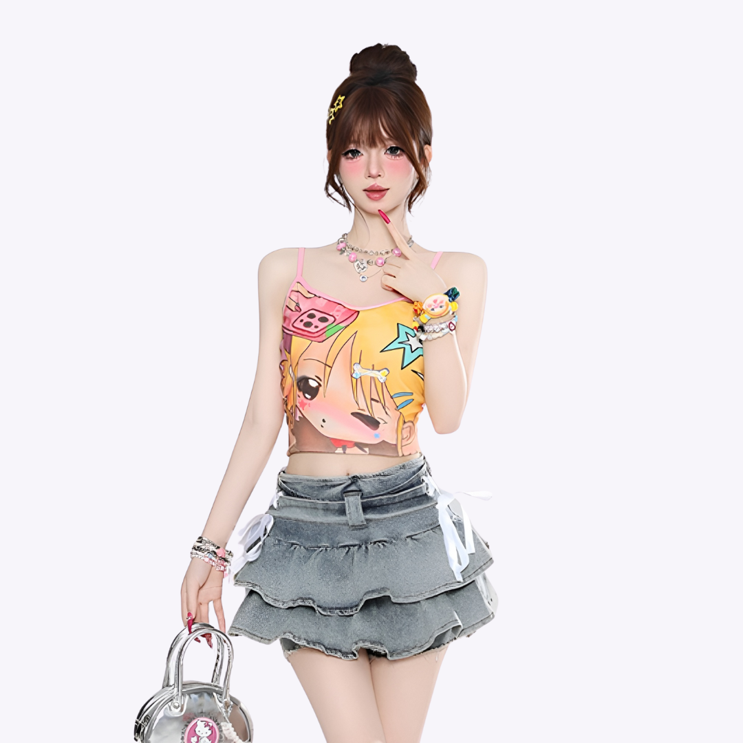 Image of Anime Sleeveless Cropped Tee